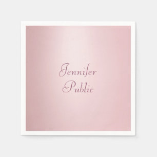 Rose Gold Trendy Elegant Handwritten Script Modern Napkin