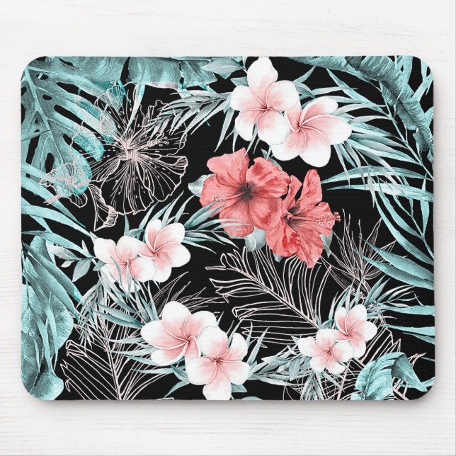 Rose Gold Tropical Botanical Island Paradise Chic Mouse Pad (Front)
