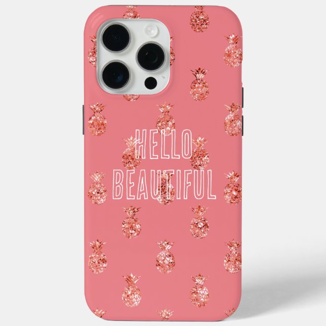 Rose Gold Tropical Glitter Pineapples Case-Mate iPhone Case (Back)