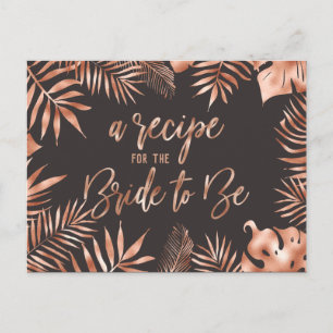 Rose Gold Tropical Leaf Bridal Shower Recipe Card