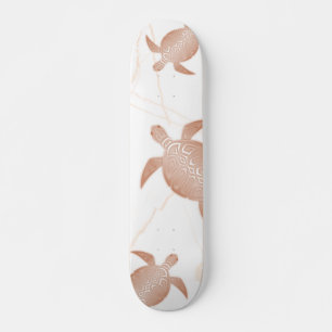 Rose Gold Turtle White Marble  Skateboard