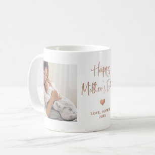 Rose Gold   Two Photo Script Happy Mother's Day Mu Coffee Mug