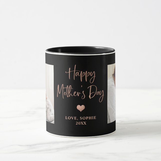 Rose Gold | Two Photo Script Happy Mother's Day Mug (Center)
