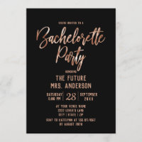 Rose Gold Typography Bachelorette Party Invitation