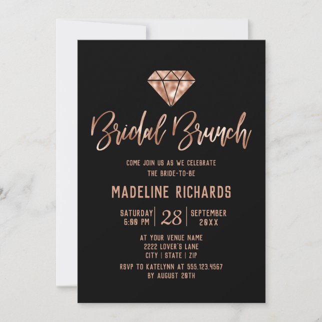 Rose Gold Typography Bridal Brunch Invitation (Front)