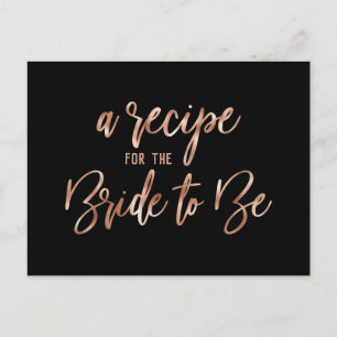 Rose Gold Typography Bridal Shower Recipe Card