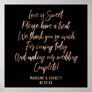 Rose Gold Typography Love is Sweet Treat Table Poster