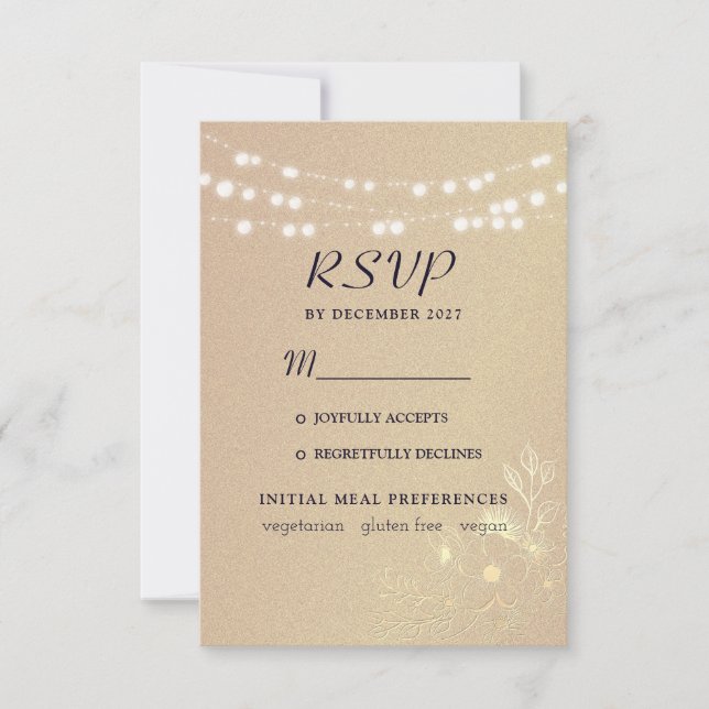 Rose Gold Typography Wedding RSVP Card (Front)