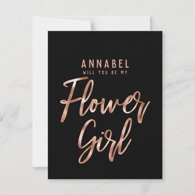 Rose Gold Typography Will You Be My Flower Girl Invitation (Front)