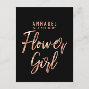 Rose Gold Typography Will You Be My Flower Girl Invitation