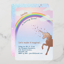 Rose Gold Unicorn Rainbow Glitter Magical Birthday