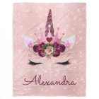 Rose Gold Unicorn Sparkle Princess Monogram Name