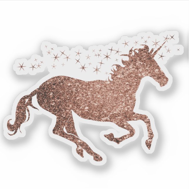 Rose Gold Unicorn Sticker (Front)