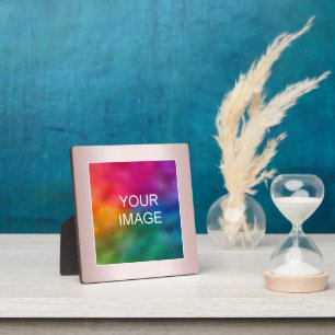 Rose Gold Upload Your Photo Image Logo Easel Plaque
