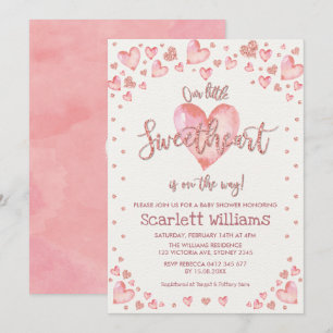 Rose Gold Valentines Sweetheart Girl Baby Shower Invitation