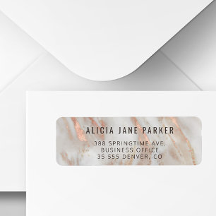 Rose gold veined marble stone return address return address label