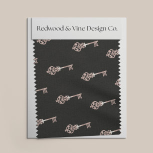 Rose Gold   Vintage Key Pattern Fabric