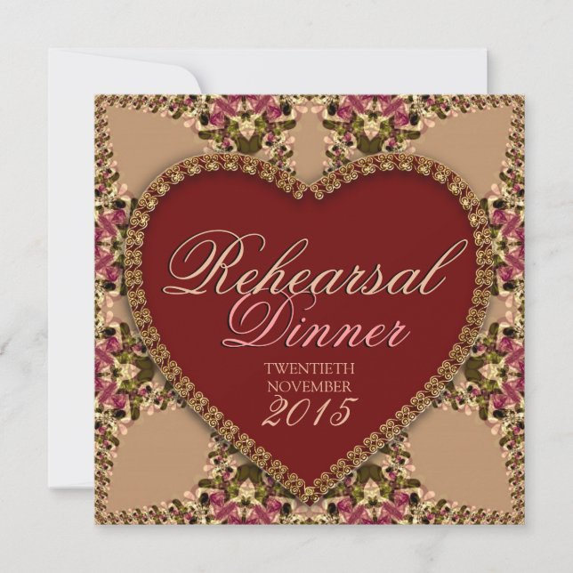 Rose Gold Vintage Lace Rehearsal Dinner Invitation (Front)