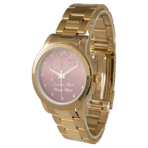 Rose Gold Watch with Custom Text Name