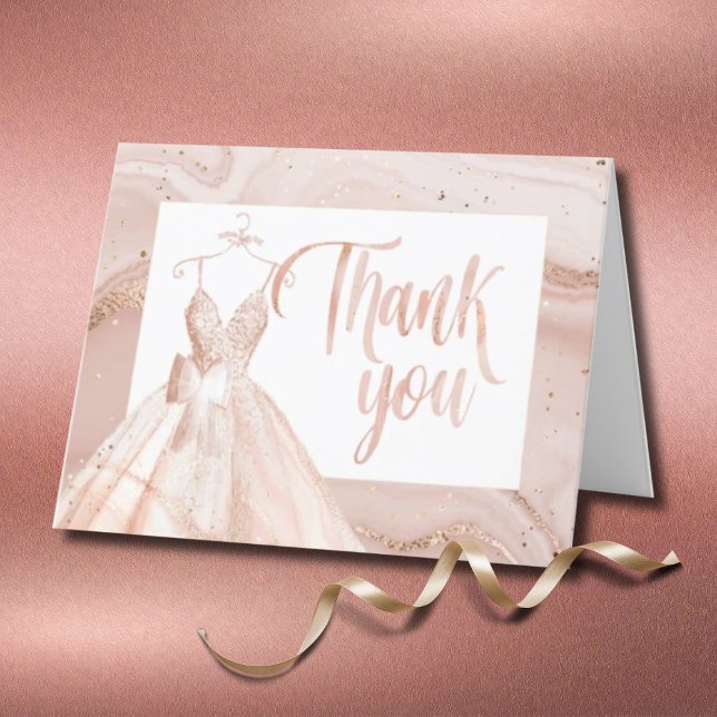 Rose Gold Watercolor Bridal Dress Shower Thank You (Creator Uploaded)