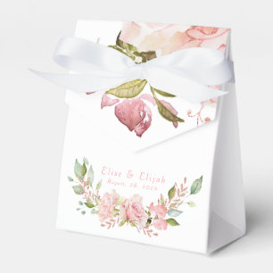 Rose Gold Watercolor Flowers Wedding Thank You Favour Box