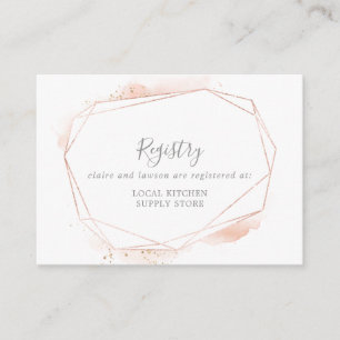 Rose Gold Watercolor Geometric Gift Registry Enclosure Card