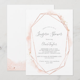 Rose Gold Watercolor Geometric Lingerie Shower Invitation