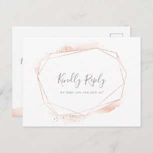 Rose Gold Watercolor Geometric Menu Choice RSVP