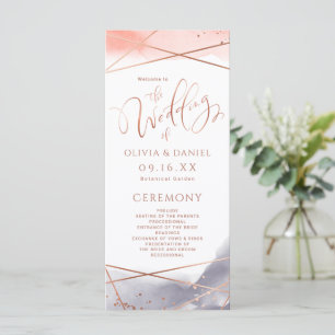 Rose Gold Watercolor Geometric Wedding Program