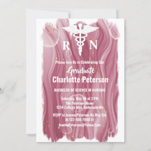 Rose Gold Watercolor Nurse Graduation Party Invitation