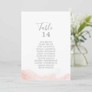 Rose Gold Watercolor Table Number Seating Chart