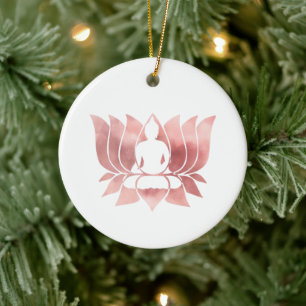 Rose Gold Watercolor Texture Buddha Meditation Zen Ceramic Ornament