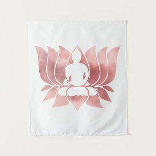 Rose Gold Watercolor Texture Buddha Meditation Zen Tapestry