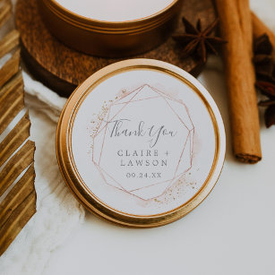 Rose Gold Watercolor Thank You Favour Sticker