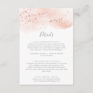 Rose Gold Watercolor Wedding Detail Enclosure Card