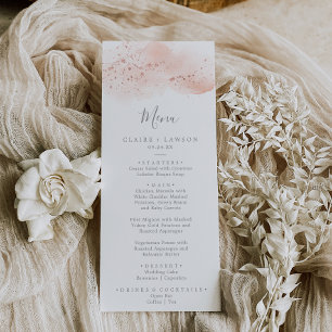 Rose Gold Watercolor Wedding Dinner Menu