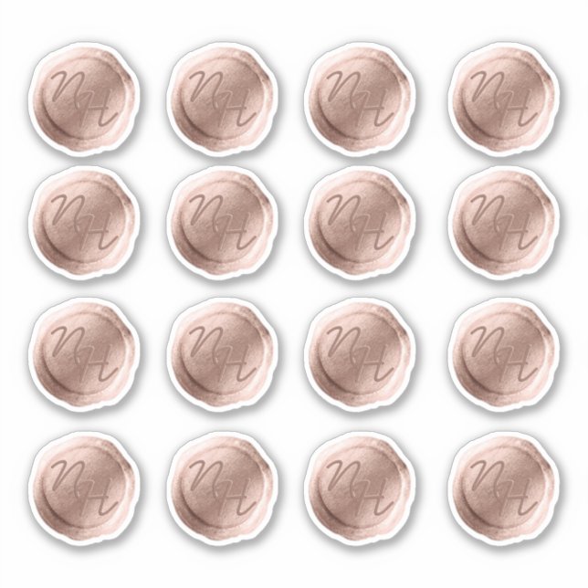Rose Gold Wax Seal Initials Wedding Monogram (Front)