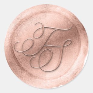 Rose Gold Wax Seal Look 2 Letter Monogram Sticker