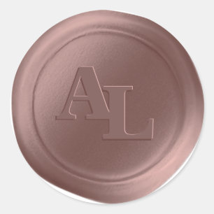 Rose Gold Wax Seal Monogram Wedding Stickers