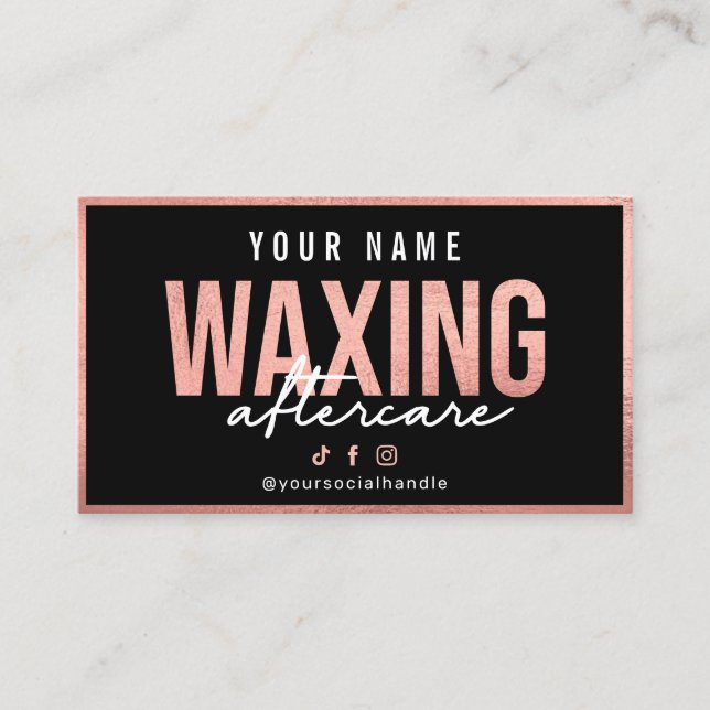 Rose Gold Waxing Aftercare Card (Front)