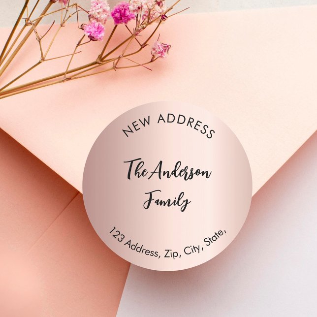 Rose gold we have moved new address  classic round sticker (Creator Uploaded)