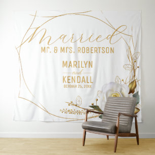 Rose Gold Wedding Backdrop Tapestry