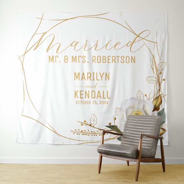 Rose Gold Wedding Backdrop Tapestry (In Situ (Horizontal))