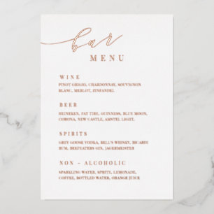Rose Gold Wedding Bar Menu Reception Table Sign