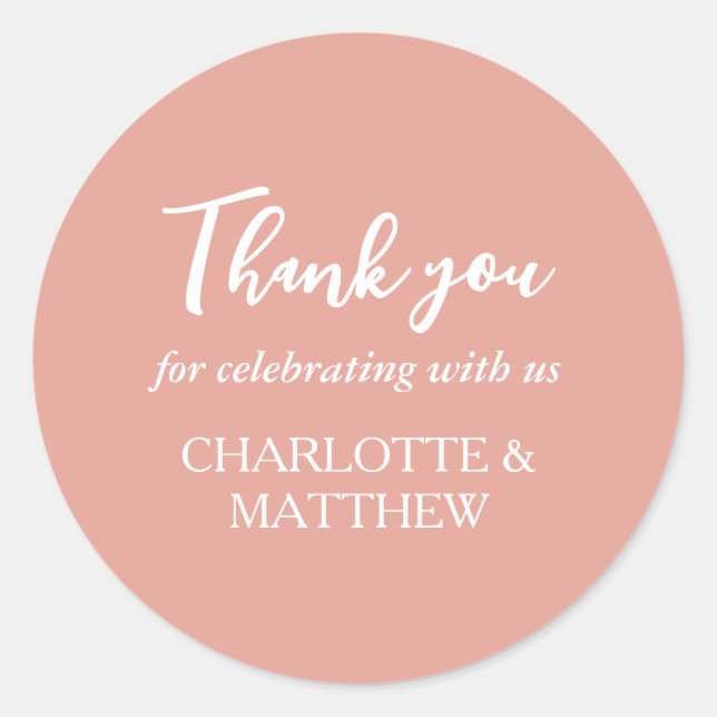 Rose Gold Wedding Classic Round Sticker (Front)