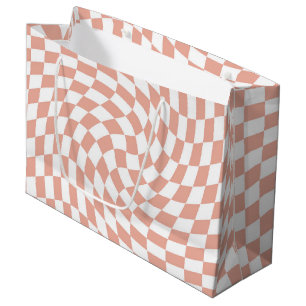 Rose Gold Wedding Collection Check Chequered    Large Gift Bag