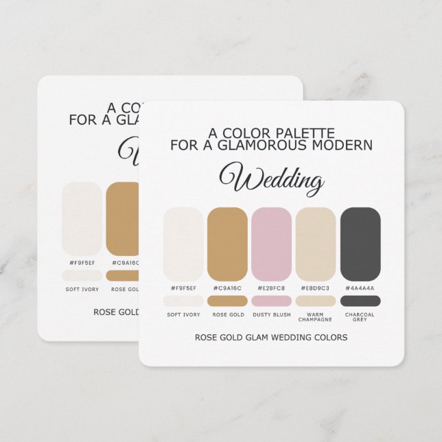 Rose Gold Wedding Colour Palette Card (Front/Back)
