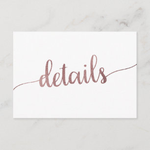 Rose Gold Wedding Details Insert Card