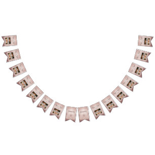 Rose Gold Wedding Elegant Modern Custom Photo Bunting