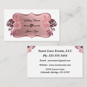 Rose Gold Wedding Event Planner Business Card